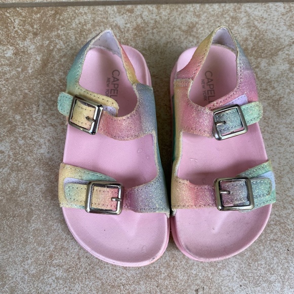 Capelli Pink and Rainbow Toddler Girls' Sandals - Picture 1 of 10